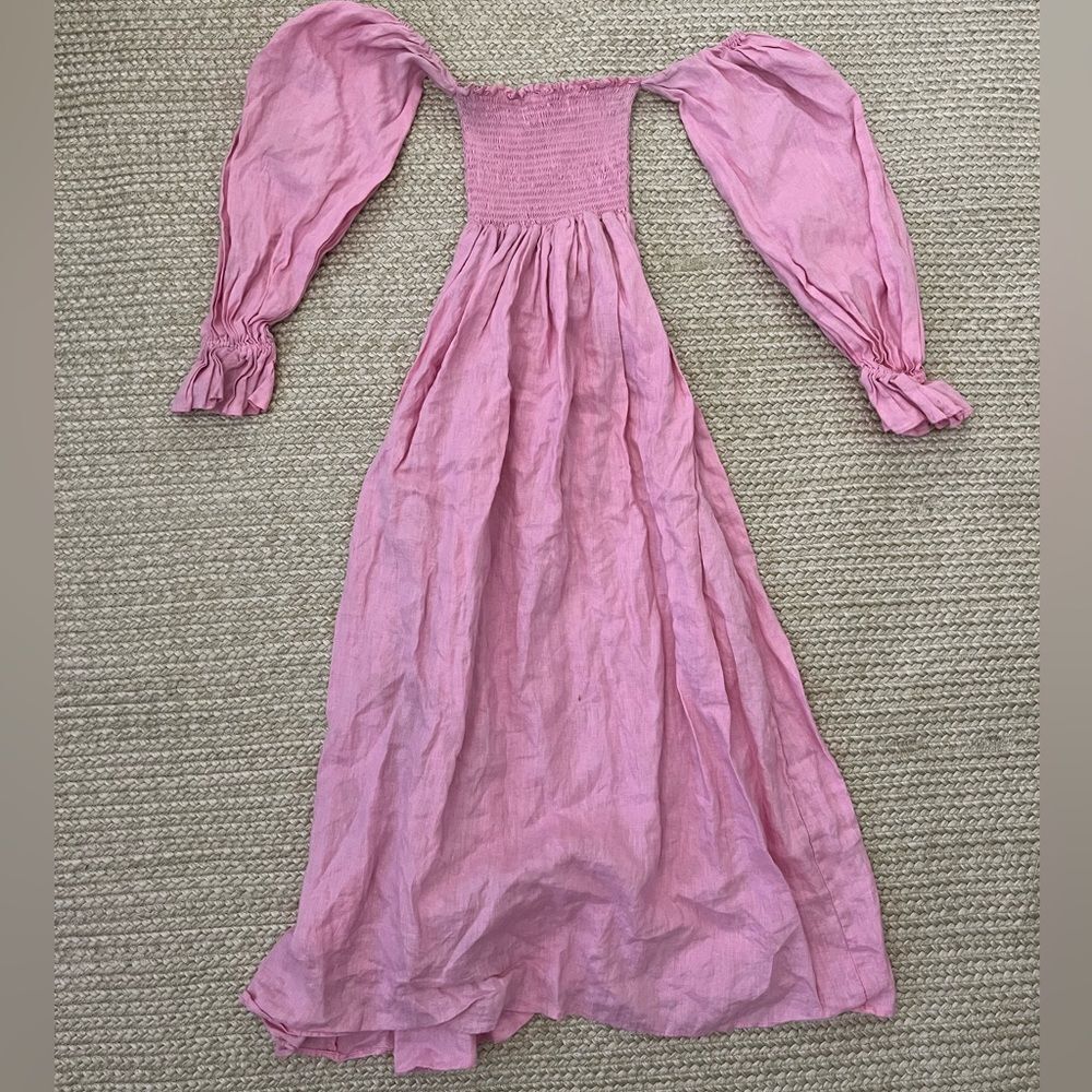 Petal and pup Domenica shirted long sleeve midi dress pink size 4 small F175